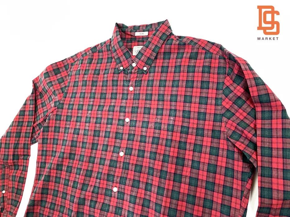 J.Crew J. CREW FLANNEL PLAID BUTTON DOWN SHIRT L/S RED XL SLIM Size US XL / EU 56 / 4 - 3 Thumbnail