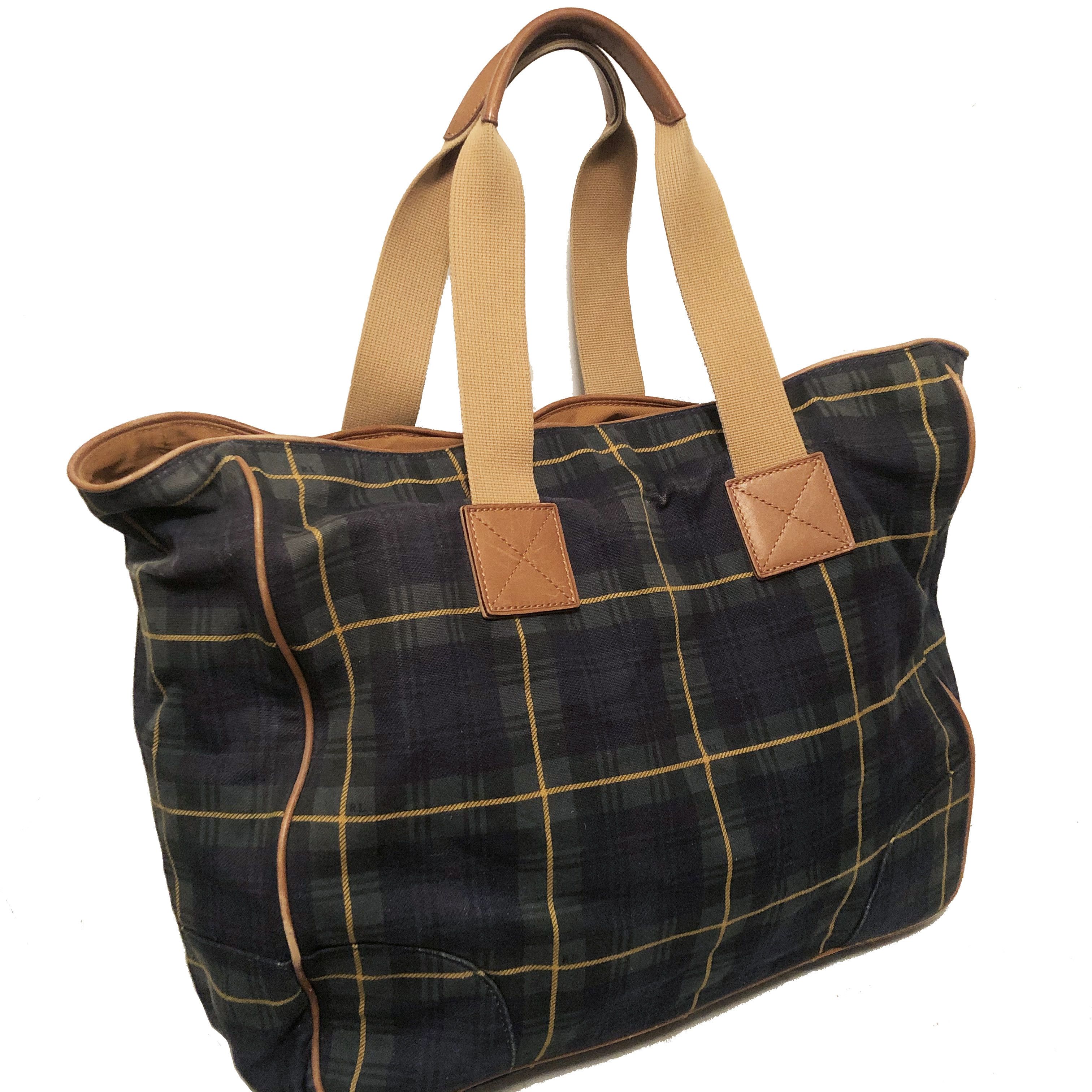RALPH LAUREN Men's POLO GOLF Plaid Canvas Tote