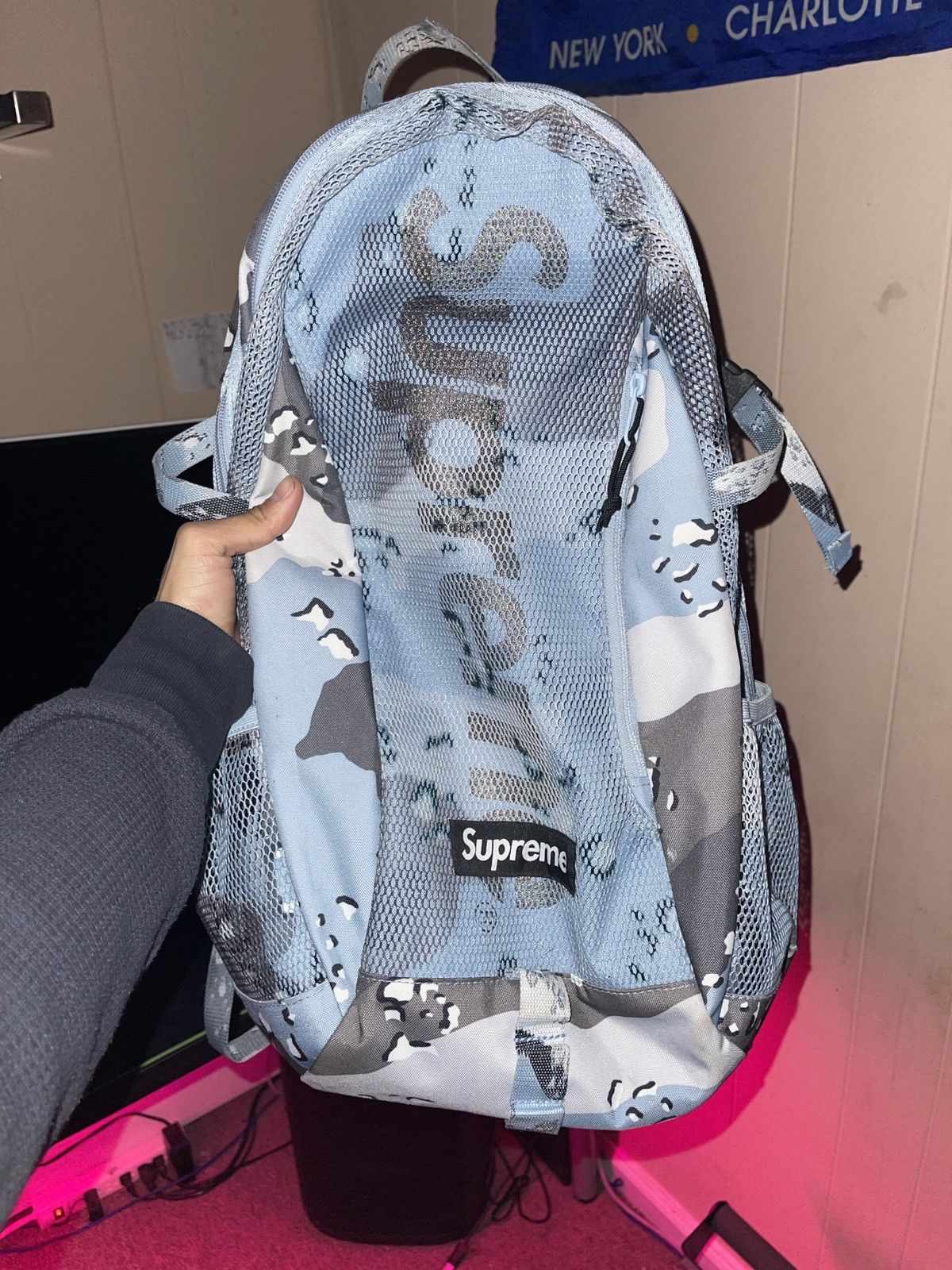 Supreme Backpack 'Blue Chocolate Chip Camo