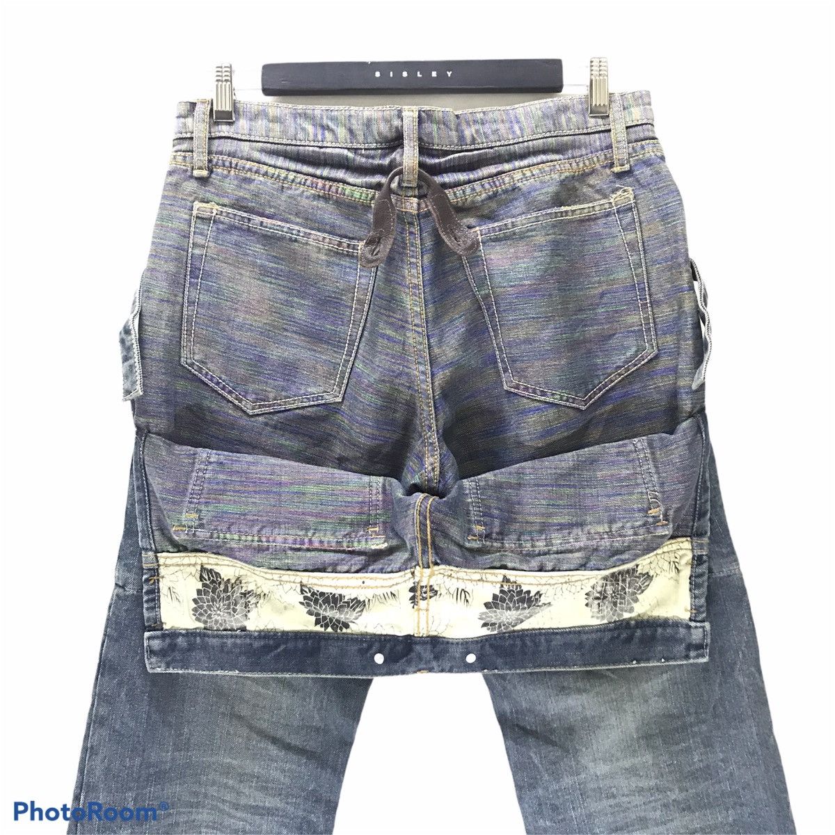 Japanese Brand Gumu Denim Double Waist Jeans Multicolour Stitch PPFM Size US 31 - 9 Thumbnail