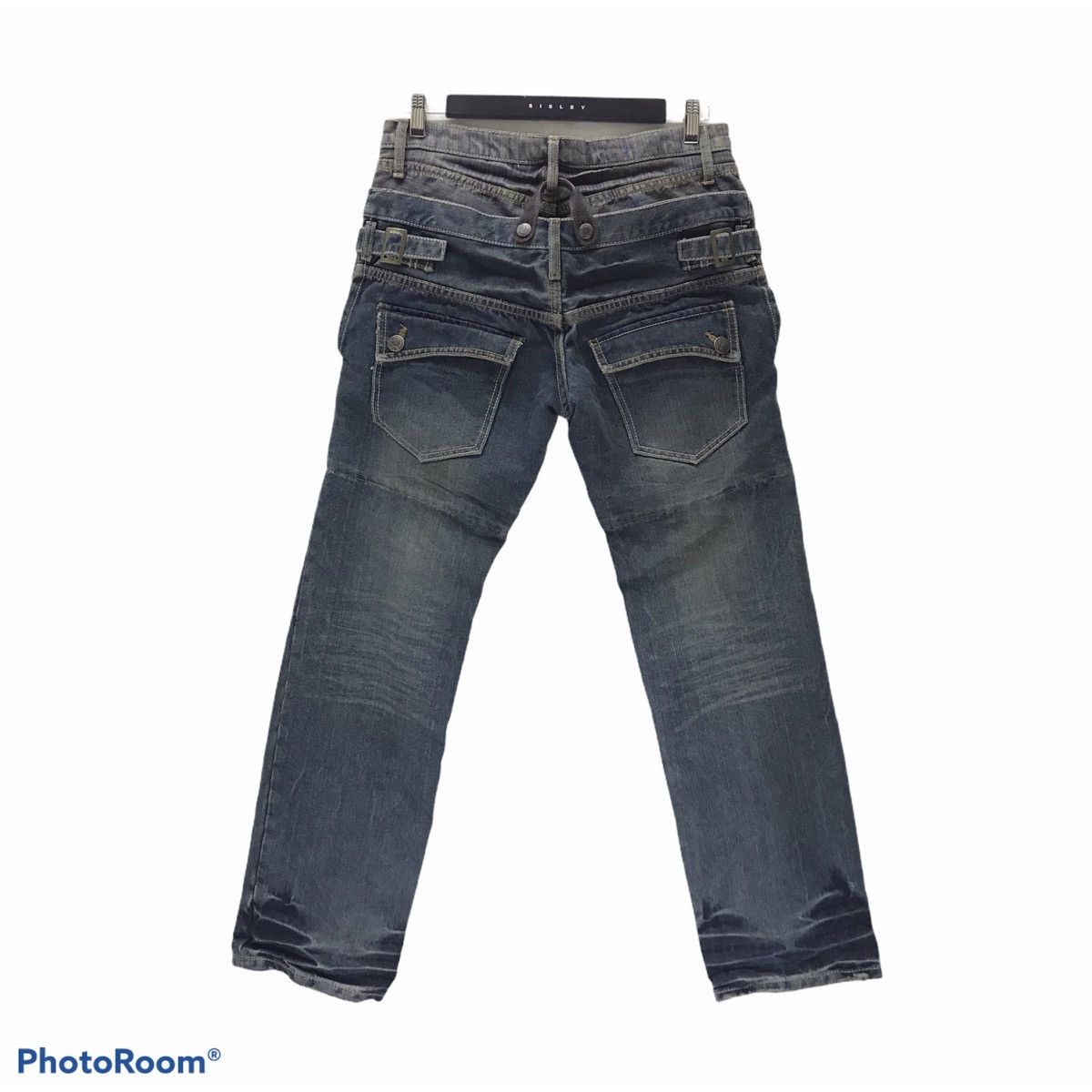 Japanese Brand Gumu Denim Double Waist Jeans Multicolour Stitch PPFM Size US 31 - 2 Thumbnail