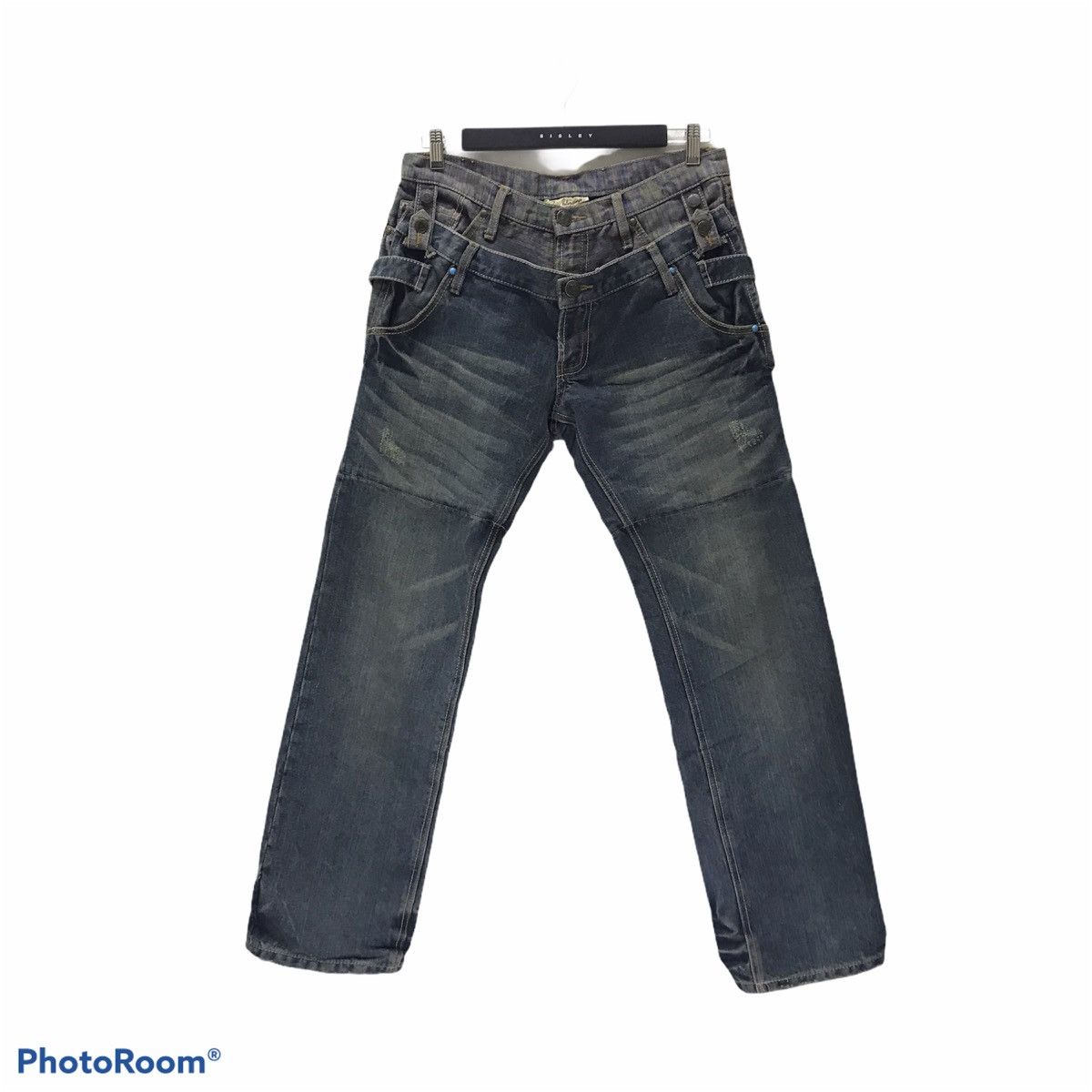 Japanese Brand Gumu Denim Double Waist Jeans Multicolour Stitch PPFM Size US 31 - 3 Thumbnail