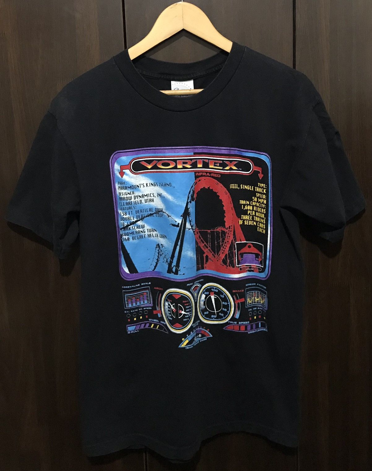 Vintage Vintage Paramount Kings Island Vortex Roller Coaster Tshirt Size US L / EU 52-54 / 3 - 1 Thumbnail