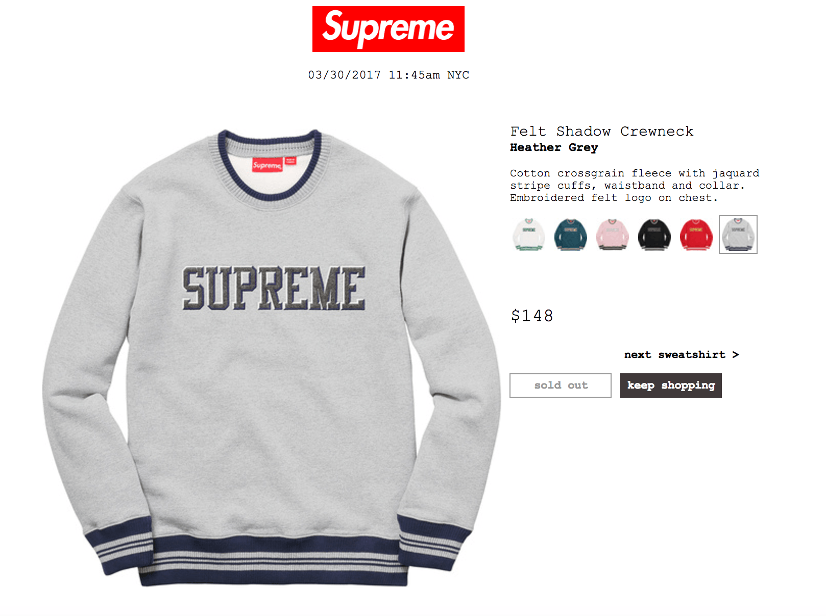 Supreme Supreme Shadow Felt Crewneck Grailed