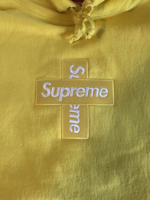 Supreme Supreme Cross Box Logo Hooded Sweatshirt Lemon (USA XL