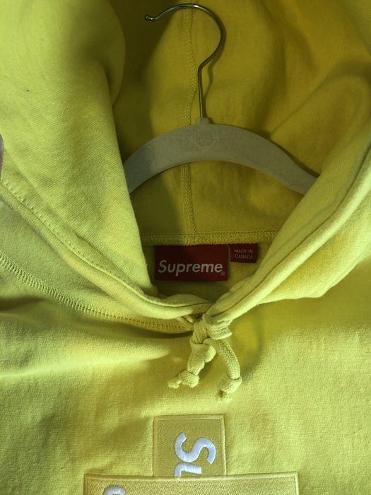 Supreme Supreme Cross Box Logo Hooded Sweatshirt Lemon (USA XL