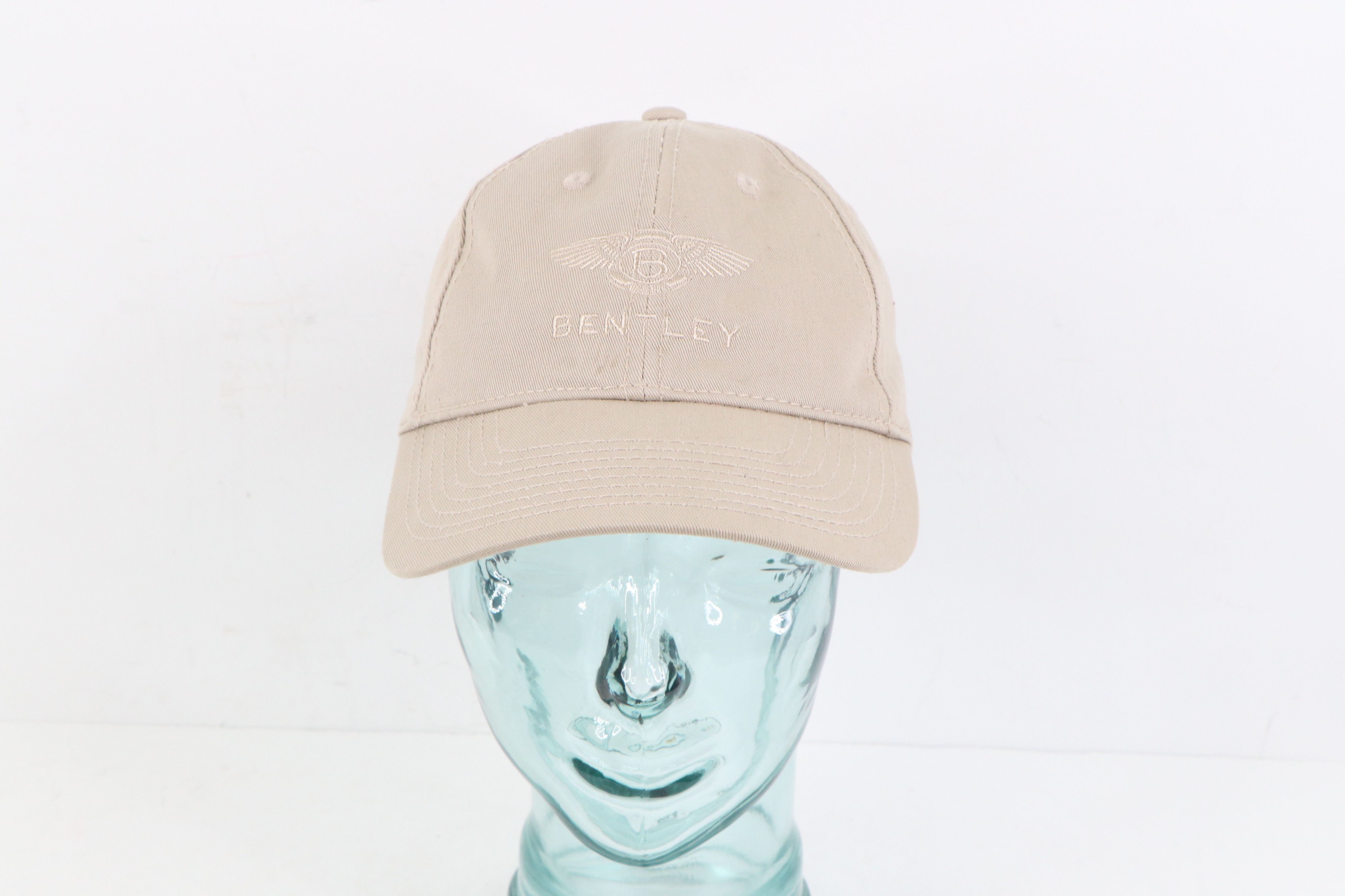 image of 90's Bentley Motors Winged Logo Spell Out Dad Hat in Beige, Men's