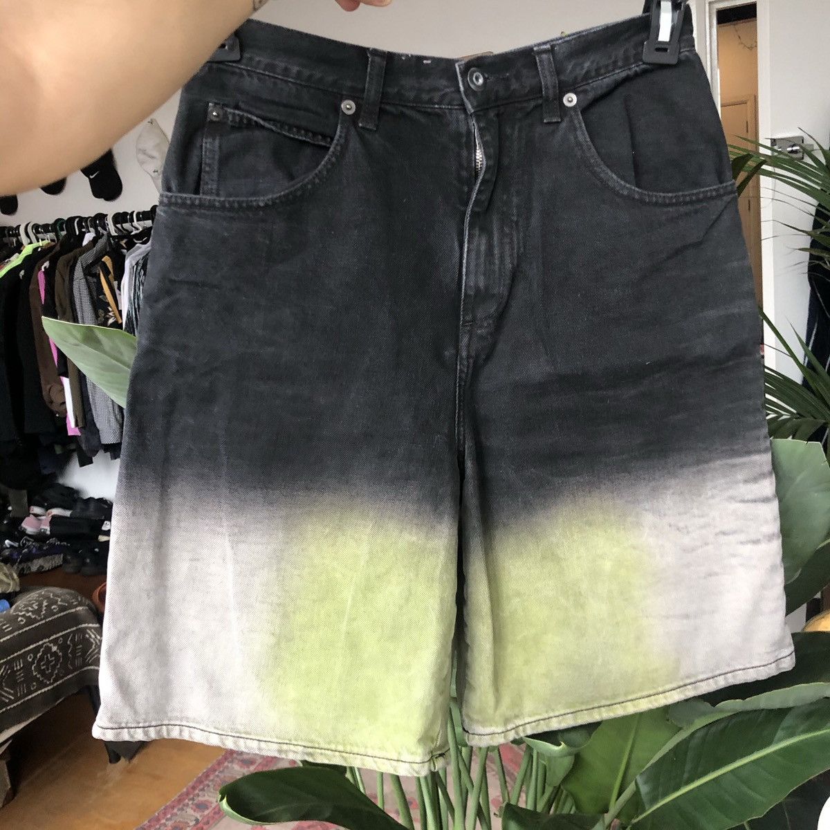 J.W.Anderson Jw anderson green acid dipped denim shorts Grailed