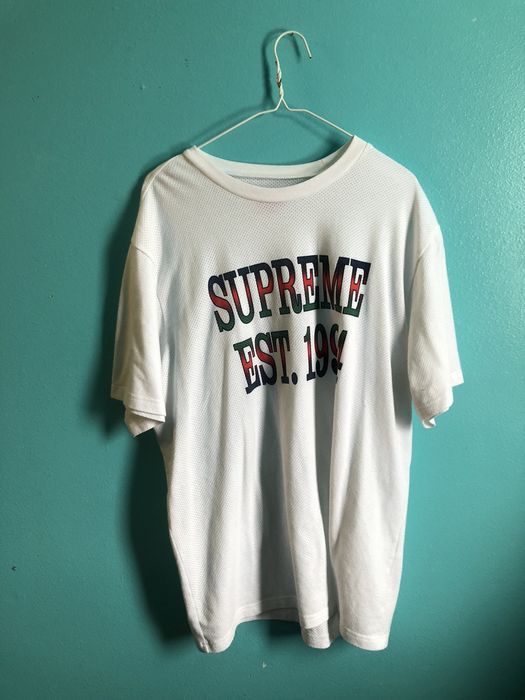 Supreme Supreme Cotton Mesh Gradient Logo S/S Top White | Grailed