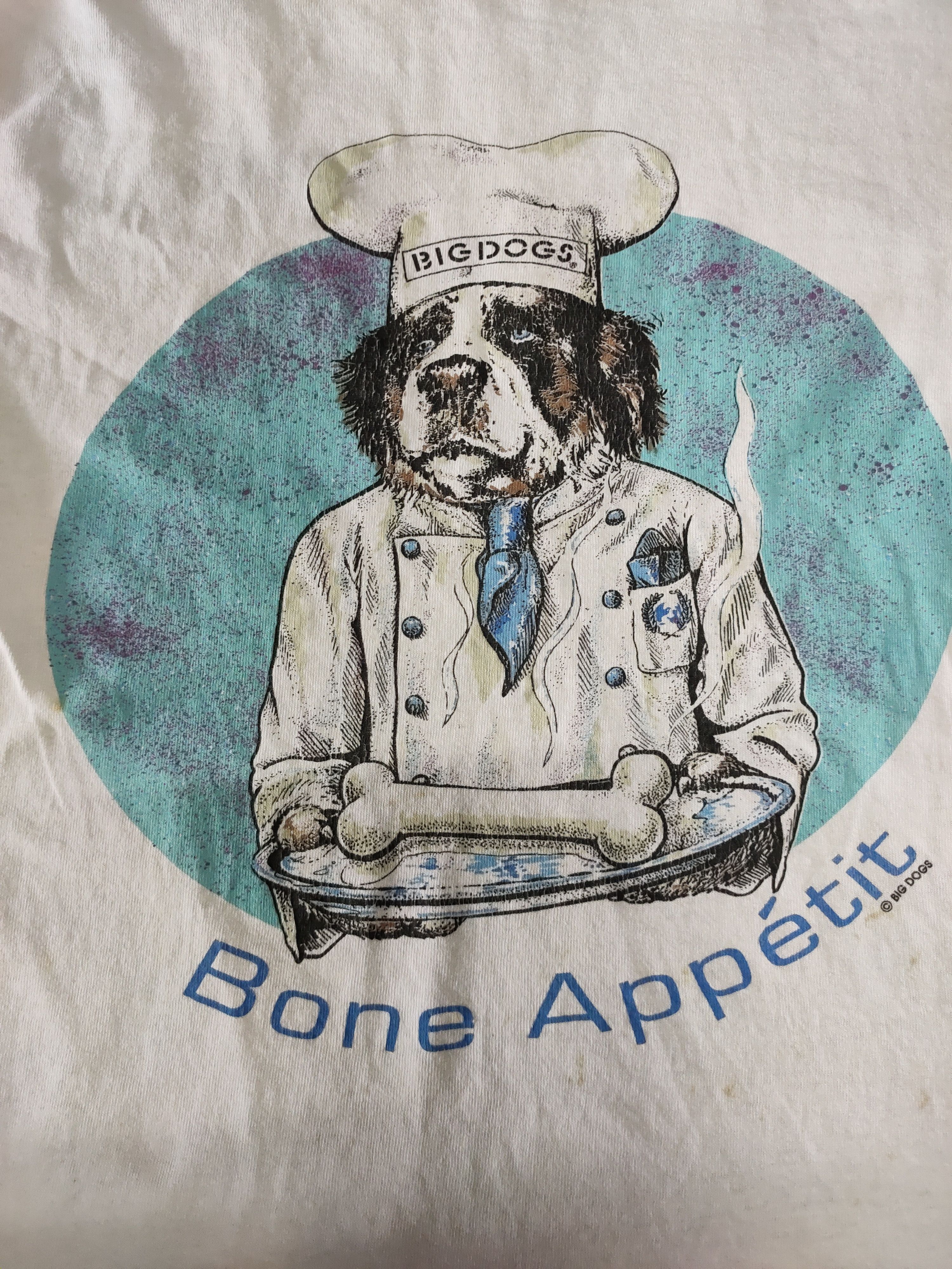 image of Big Dogs X Bone Appetit X Vintage Usa in All White, Men's (Size Large)