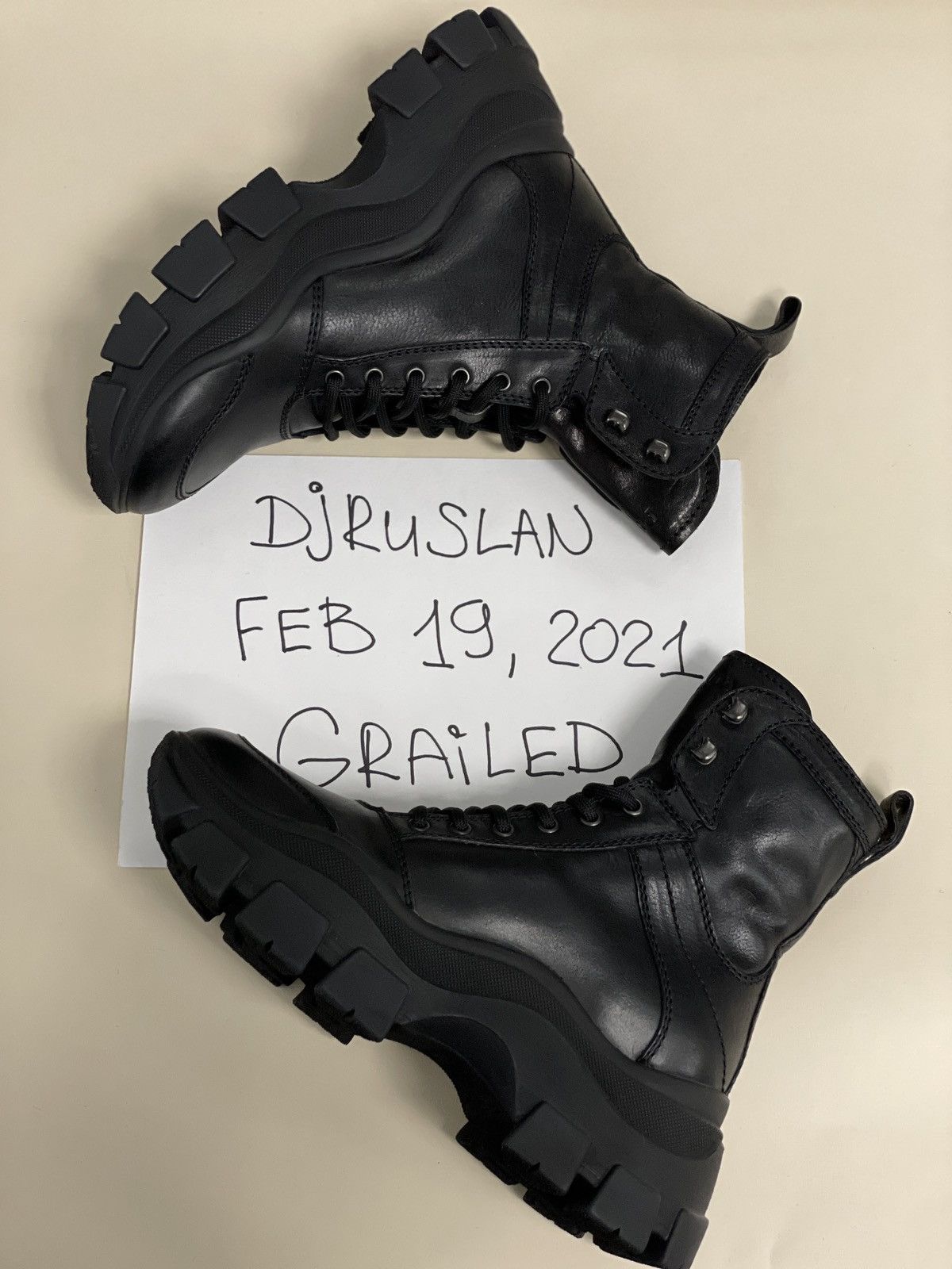 Prada Prada Leather Chunky Sole Combat Boots Size US 7 / EU 40 - 6 Thumbnail