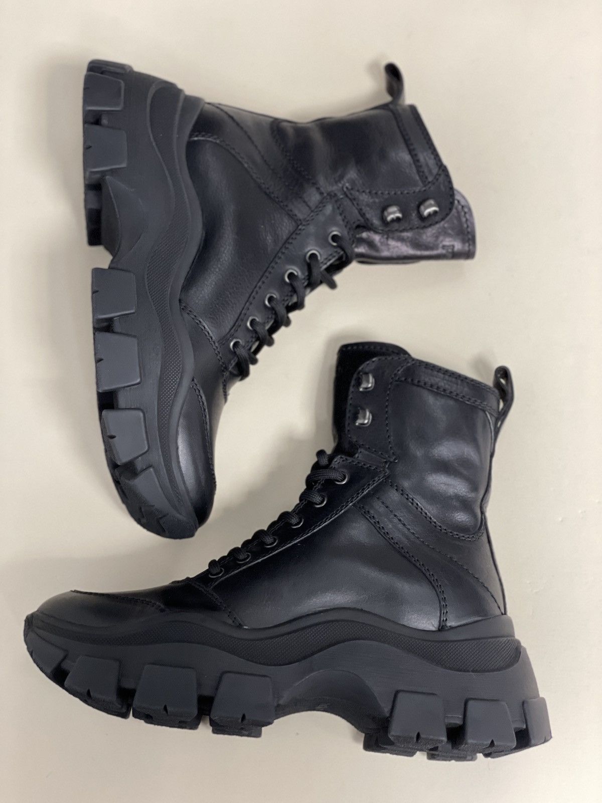 Prada Prada Leather Chunky Sole Combat Boots Size US 7 / EU 40 - 4 Thumbnail