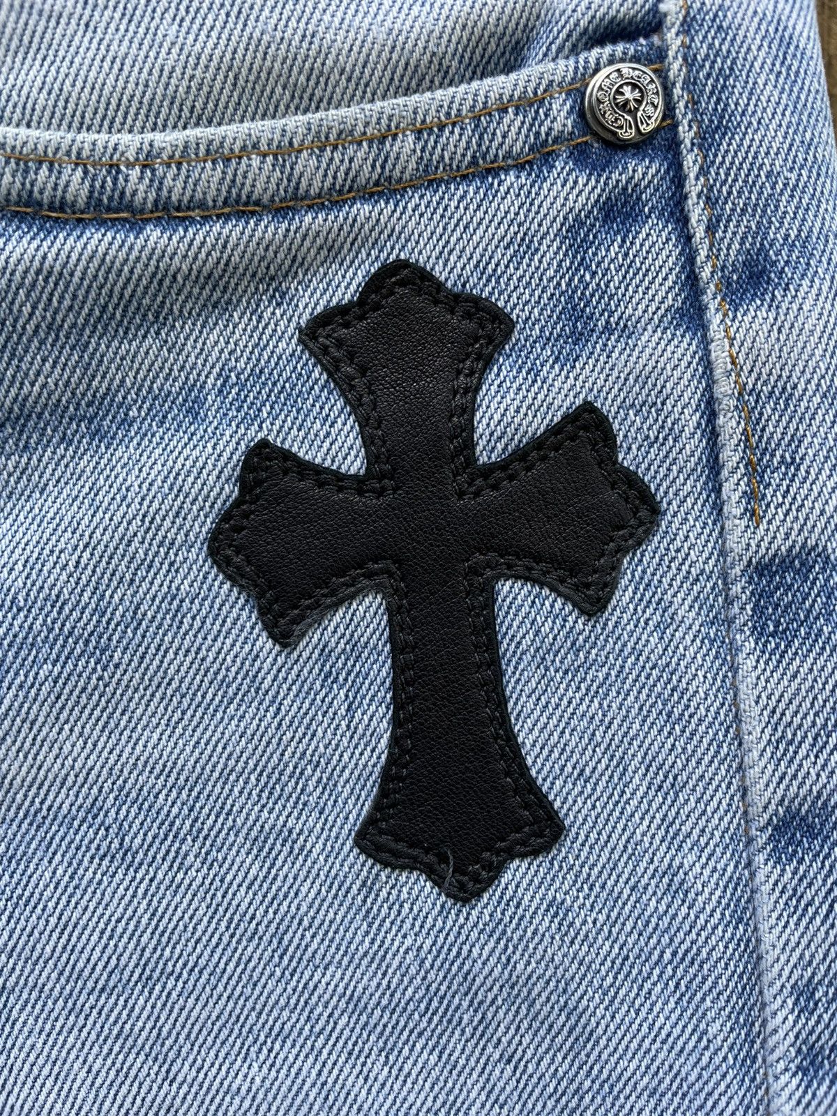 Chrome Hearts Chrome Hearts Levi's Cross Patchwork Denim Washed Blue Size US 28 / EU 44 - 4 Thumbnail