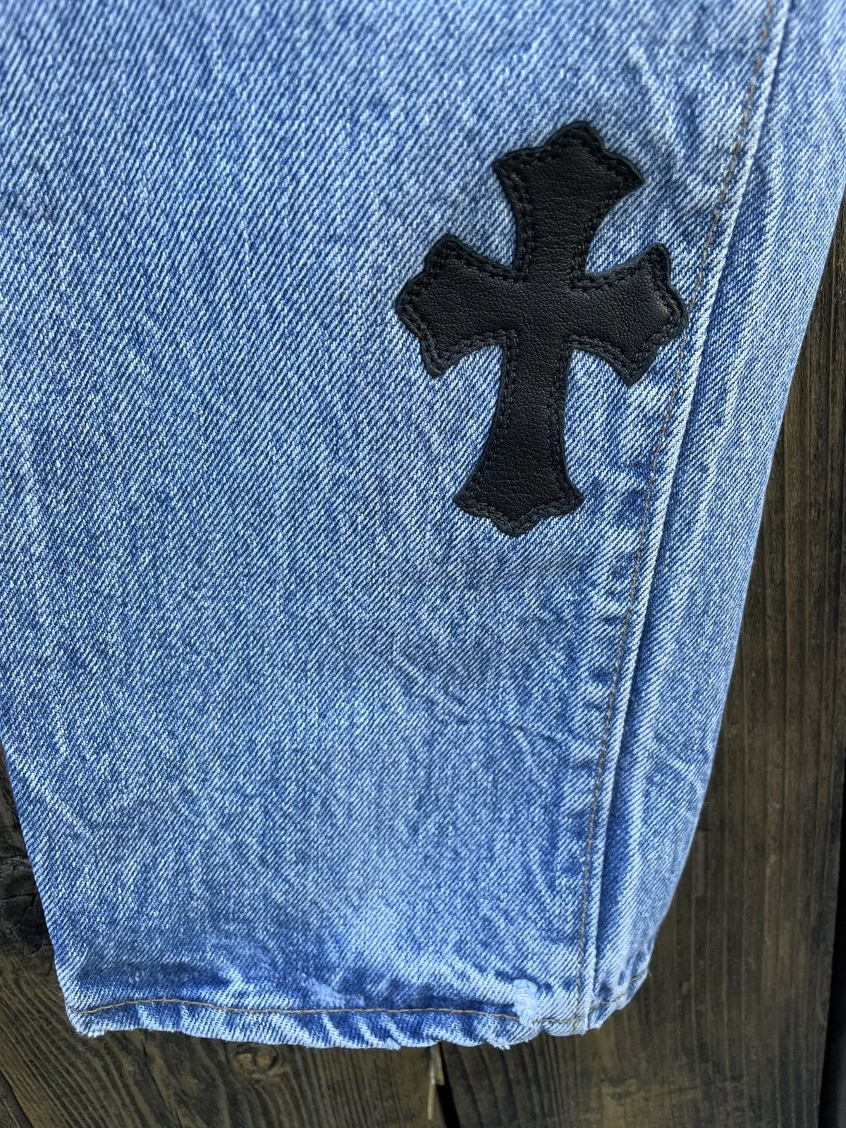 Chrome Hearts Chrome Hearts Levi's Cross Patchwork Denim Washed Blue Size US 28 / EU 44 - 6 Thumbnail