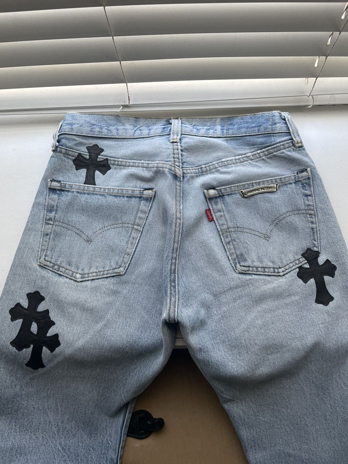 Chrome Hearts Chrome Hearts Levi's Cross Patchwork Denim Washed Blue Size US 28 / EU 44 - 21 Thumbnail