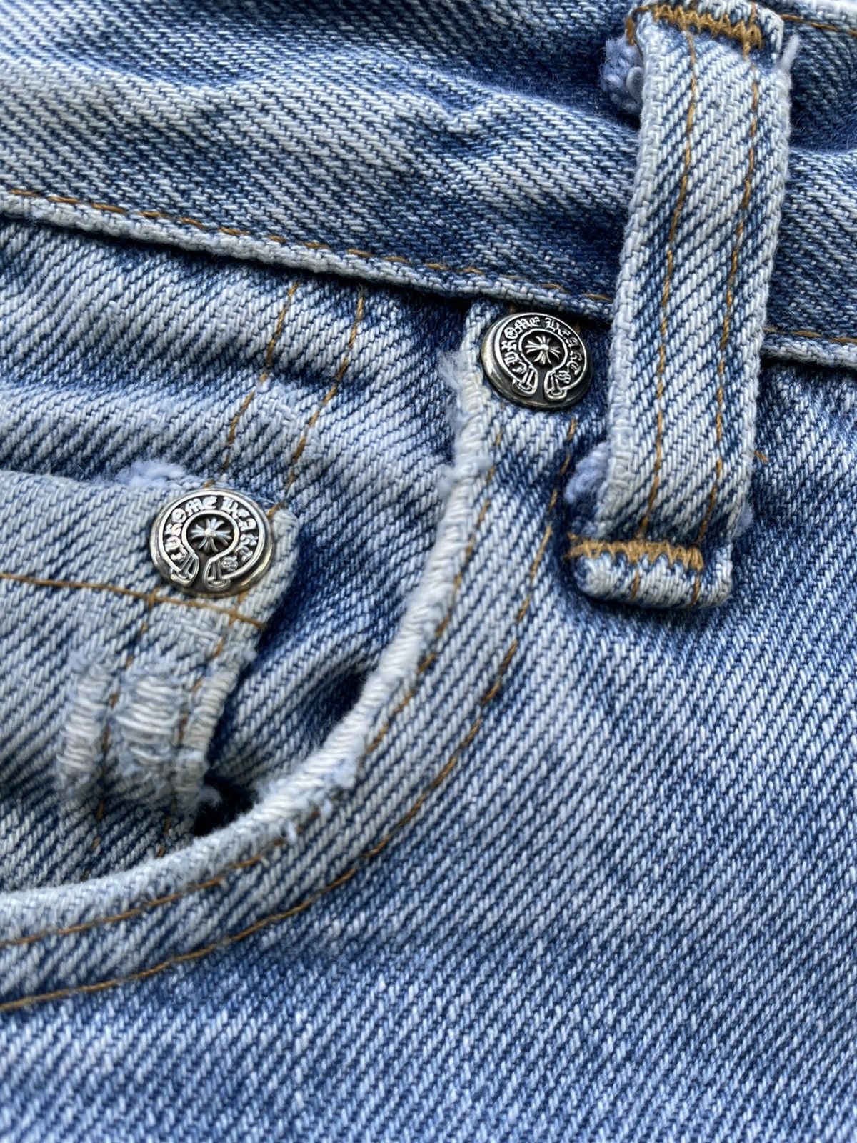 Chrome Hearts Chrome Hearts Levi's Cross Patchwork Denim Washed Blue Size US 28 / EU 44 - 8 Thumbnail