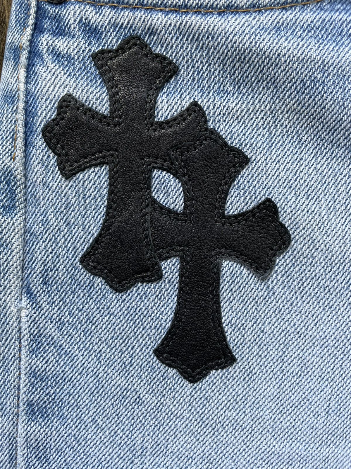 Chrome Hearts Chrome Hearts Levi's Cross Patchwork Denim Washed Blue Size US 28 / EU 44 - 3 Thumbnail