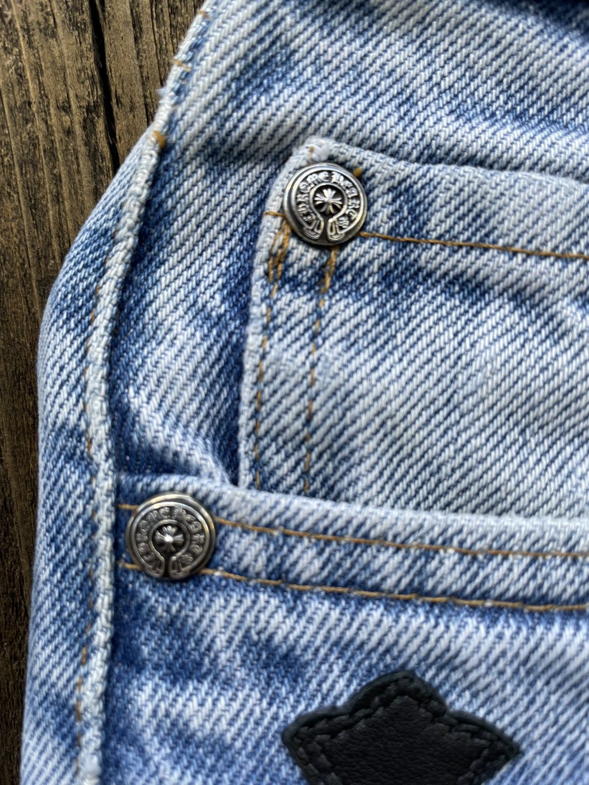 Chrome Hearts Chrome Hearts Levi's Cross Patchwork Denim Washed Blue Size US 28 / EU 44 - 7 Thumbnail