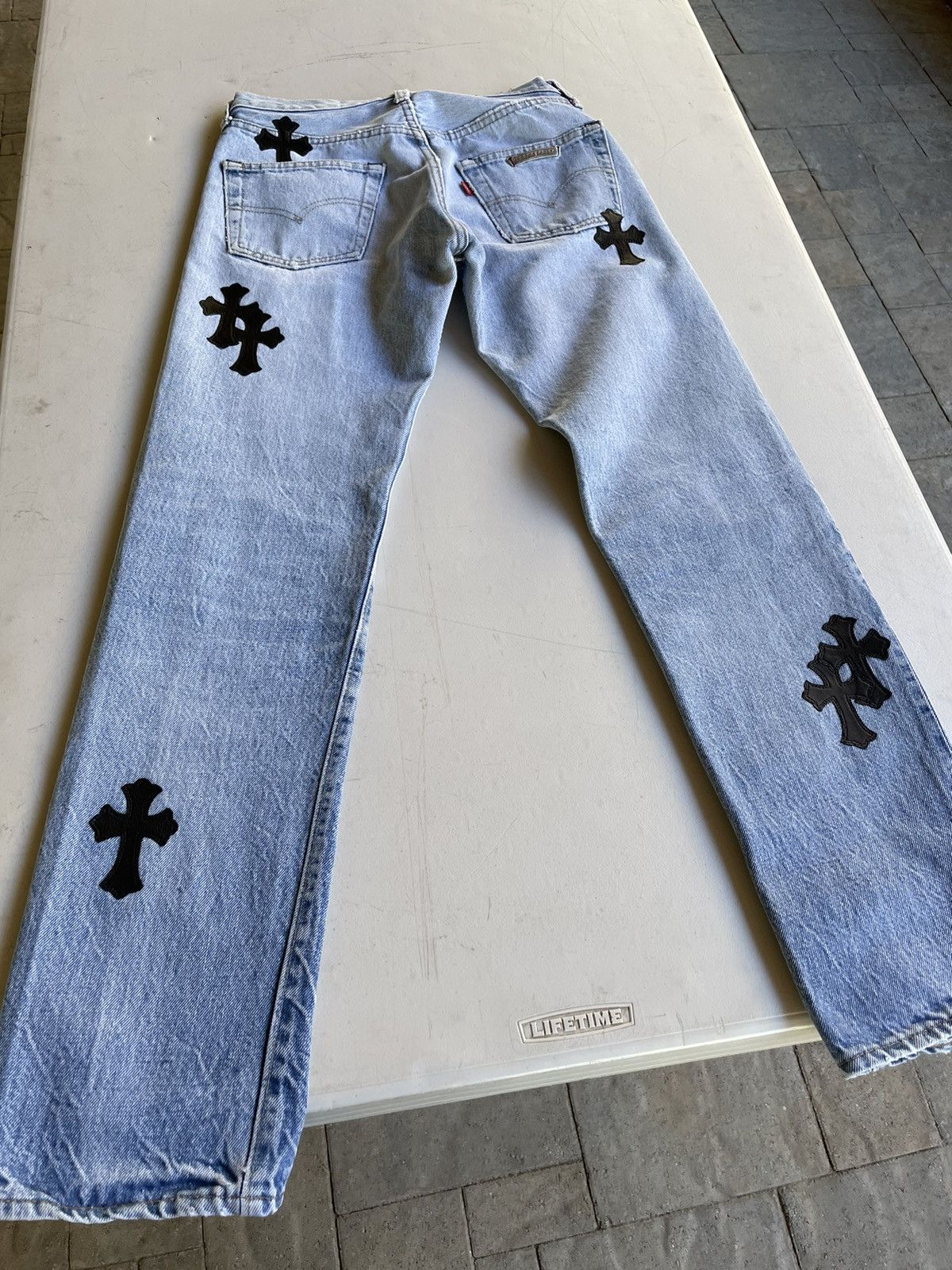 Chrome Hearts Chrome Hearts Levi's Cross Patchwork Denim Washed Blue Size US 28 / EU 44 - 2 Preview
