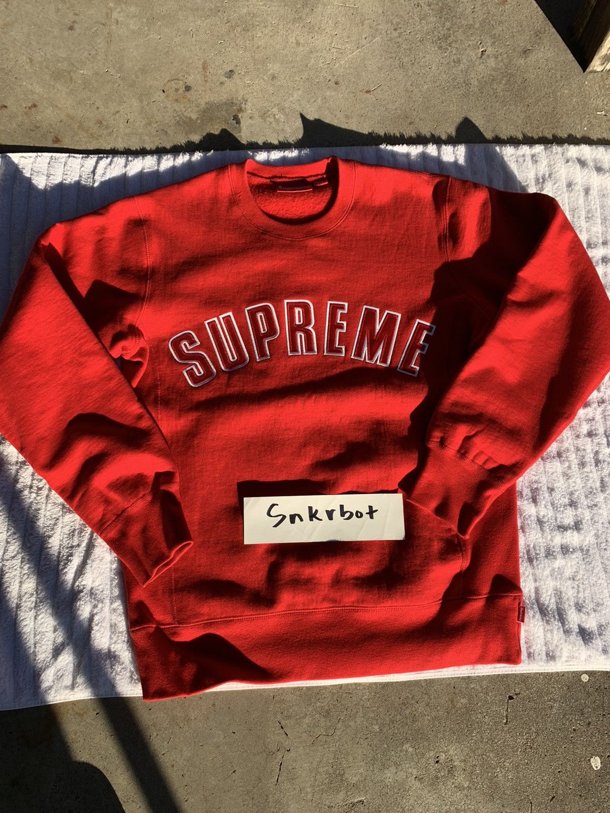 Supreme Supreme Arc Logo Crewneck Red FW15