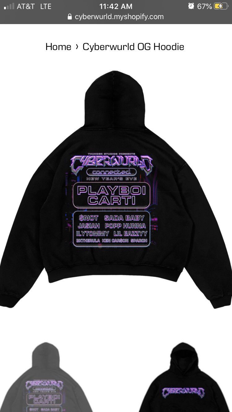 Playboi Carti RARE Cyberwurld X Playboi Carti New Year’s Eve hoodie WLR Size US XL / EU 56 / 4 - 3 Thumbnail