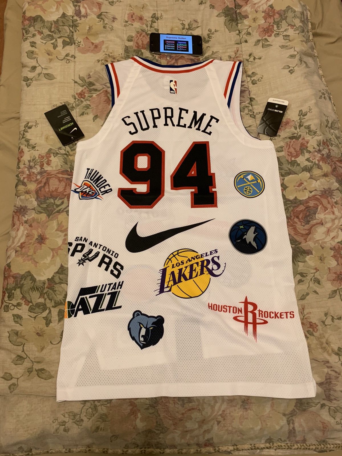 NBA × Nike × Supreme DSWT Supreme Nike NBA Basketball Jersey White Size Small Size US S / EU 44-46 / 1 - 2 Thumbnail