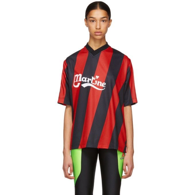 ウェア Martin Rose Twist Football T-Shirts (M) Martine Rose Martine Rose Red & Black Twist Football T-shirt