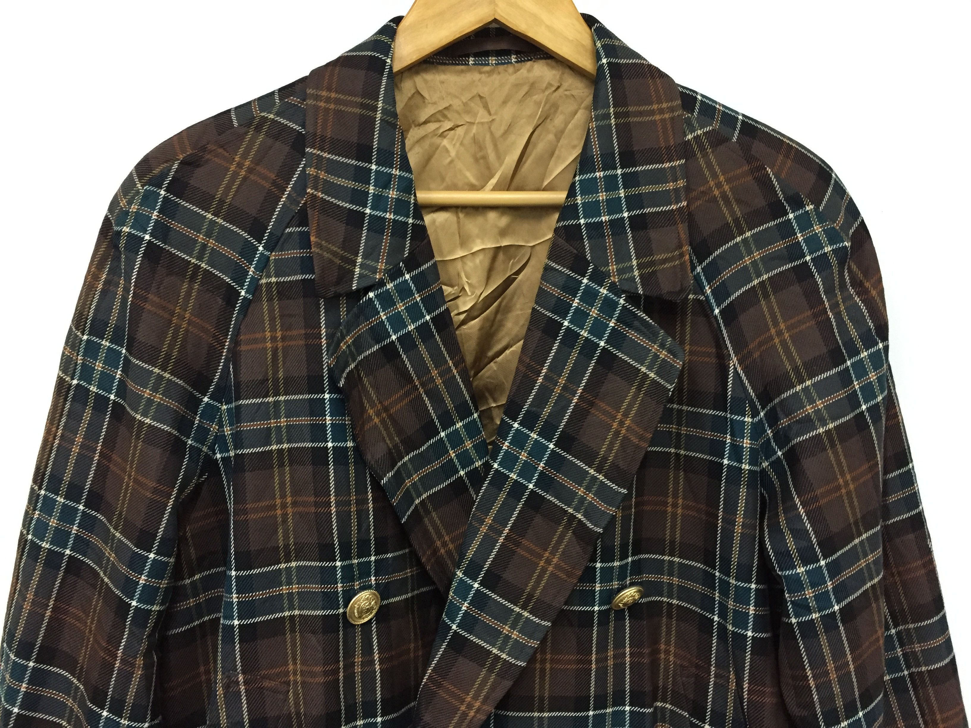 Burberry 90's nova check tartan wool Asymmetrical gold button jacket Size US S / EU 44-46 / 1 - 4 Thumbnail