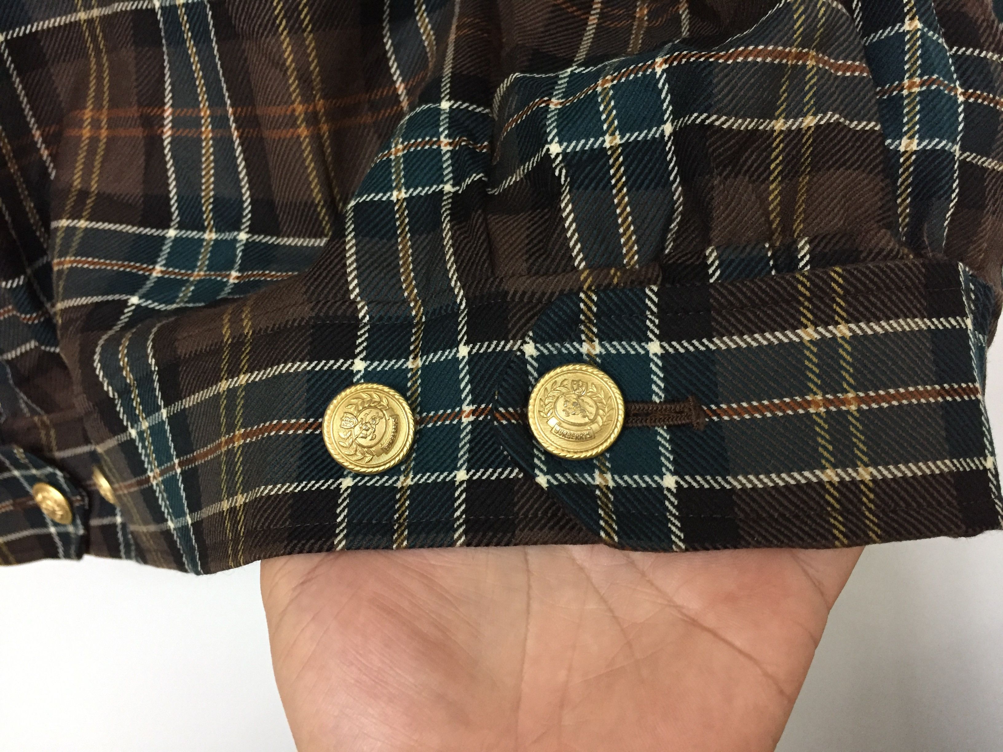Burberry 90's nova check tartan wool Asymmetrical gold button jacket Size US S / EU 44-46 / 1 - 9 Thumbnail