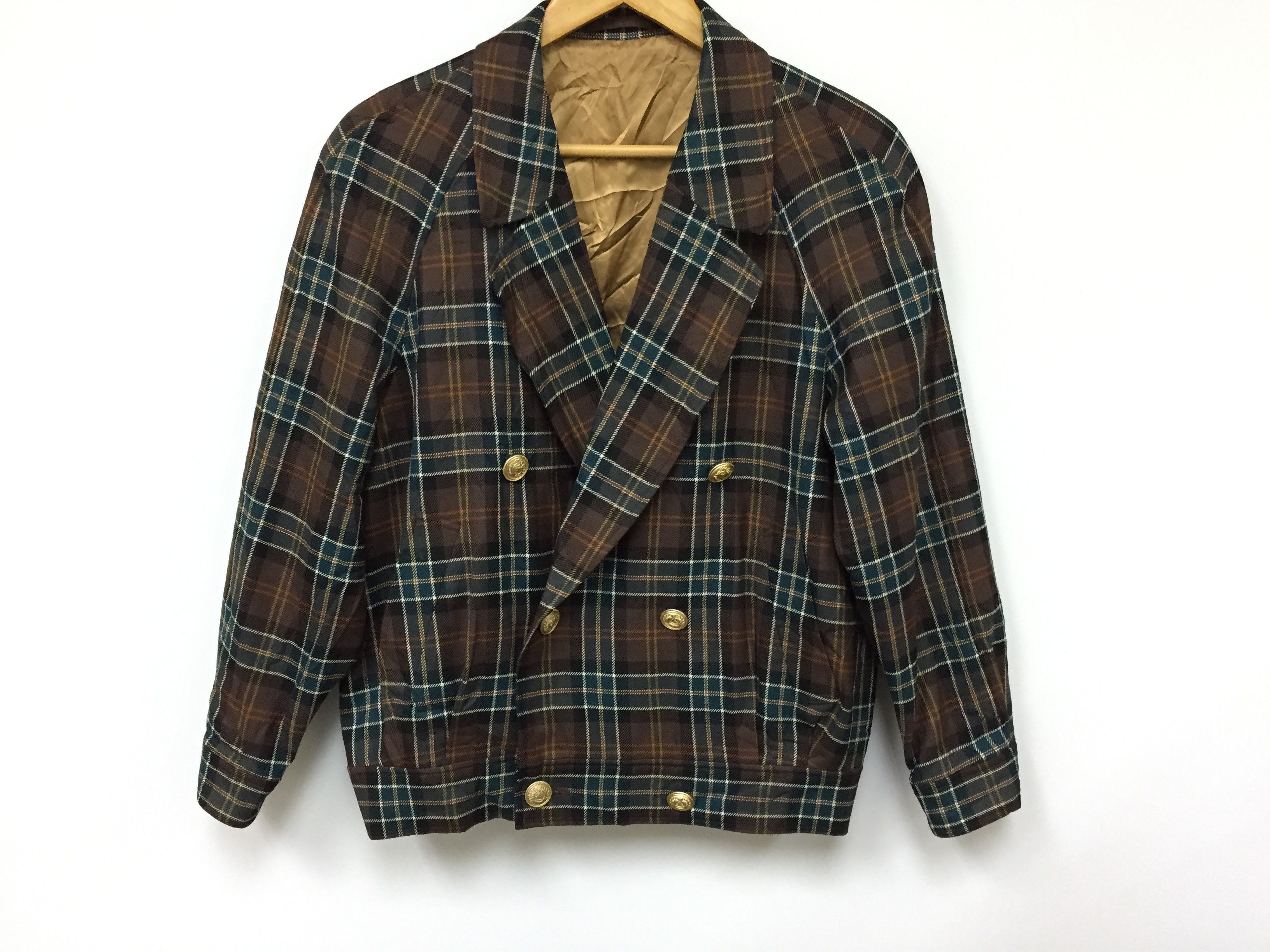 Burberry 90's nova check tartan wool Asymmetrical gold button jacket Size US S / EU 44-46 / 1 - 3 Thumbnail