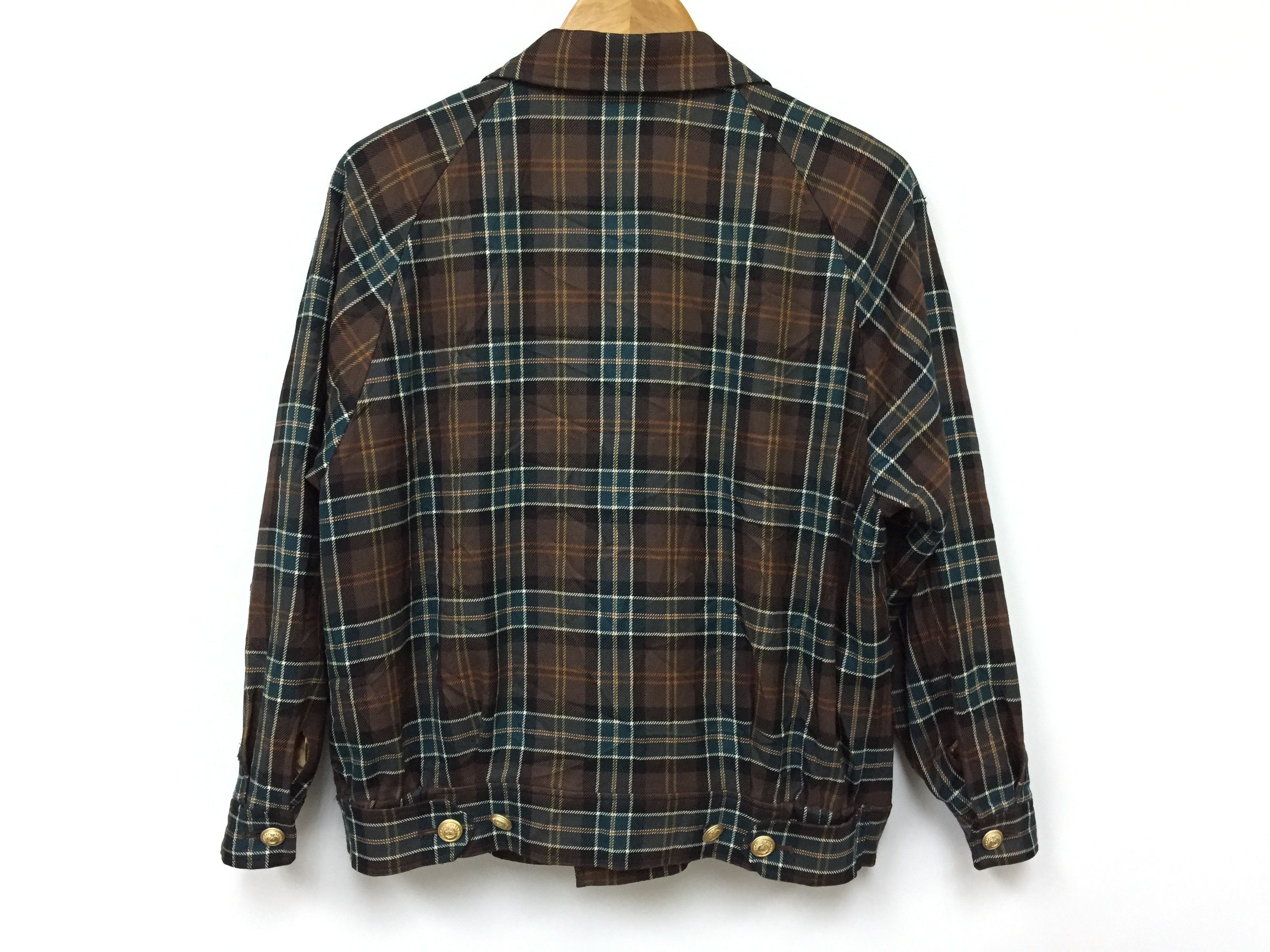 Burberry 90's nova check tartan wool Asymmetrical gold button jacket Size US S / EU 44-46 / 1 - 8 Thumbnail