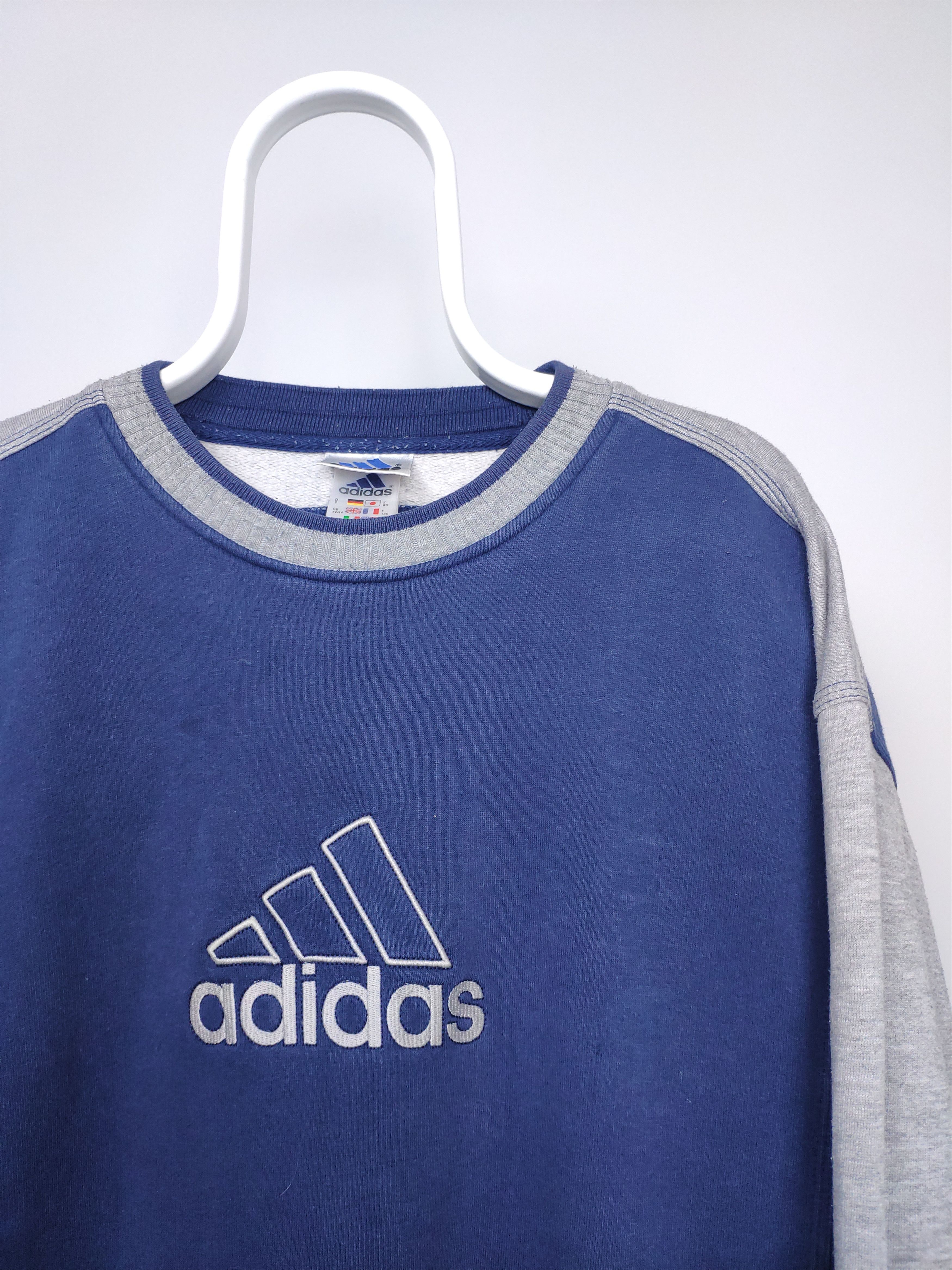 Adidas × Vintage Adidas vintage center logo spellout sweatshirt navy grey Size US XL / EU 56 / 4 - 2 Thumbnail