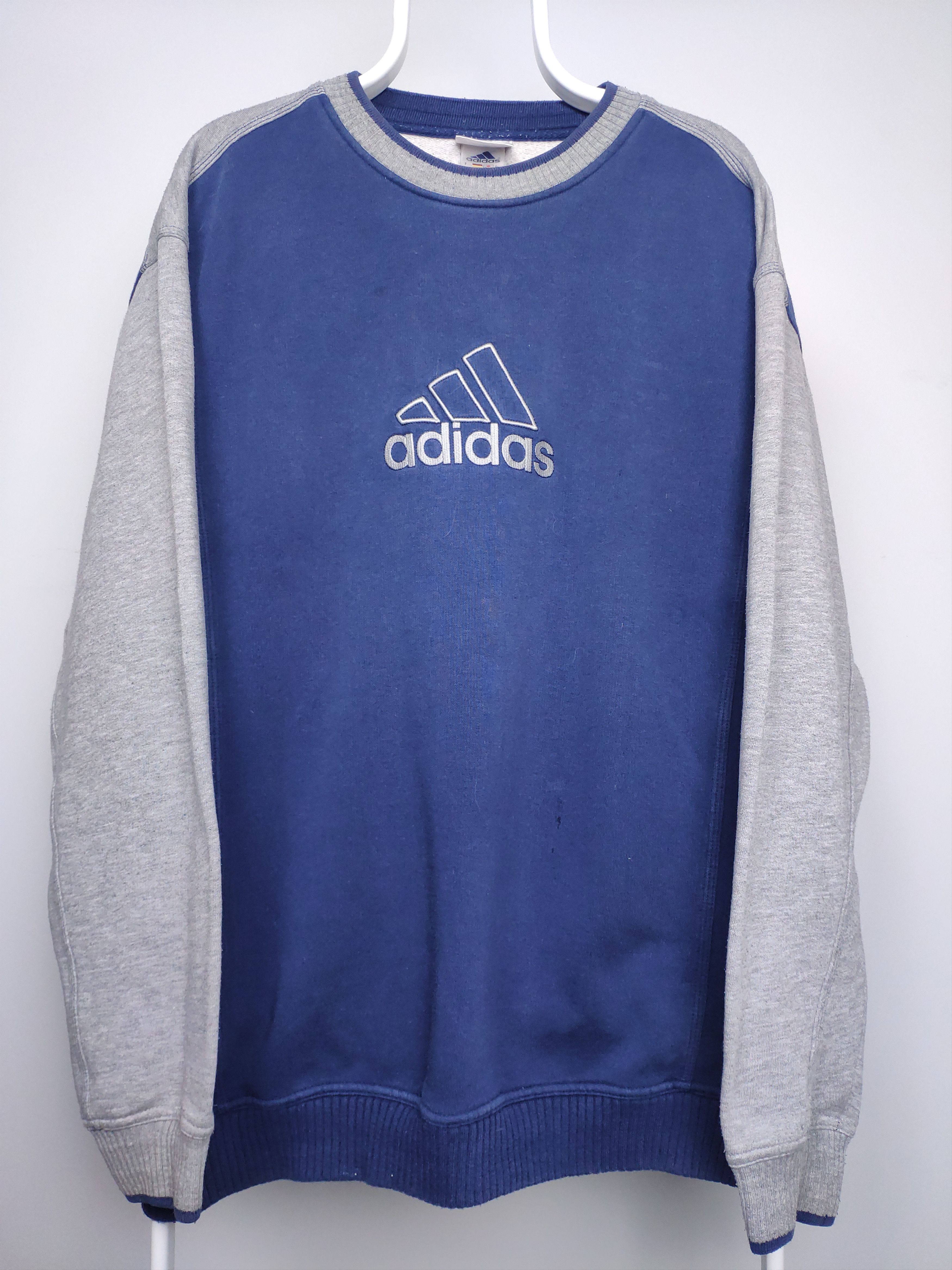 Adidas × Vintage Adidas vintage center logo spellout sweatshirt navy grey Size US XL / EU 56 / 4 - 1 Thumbnail