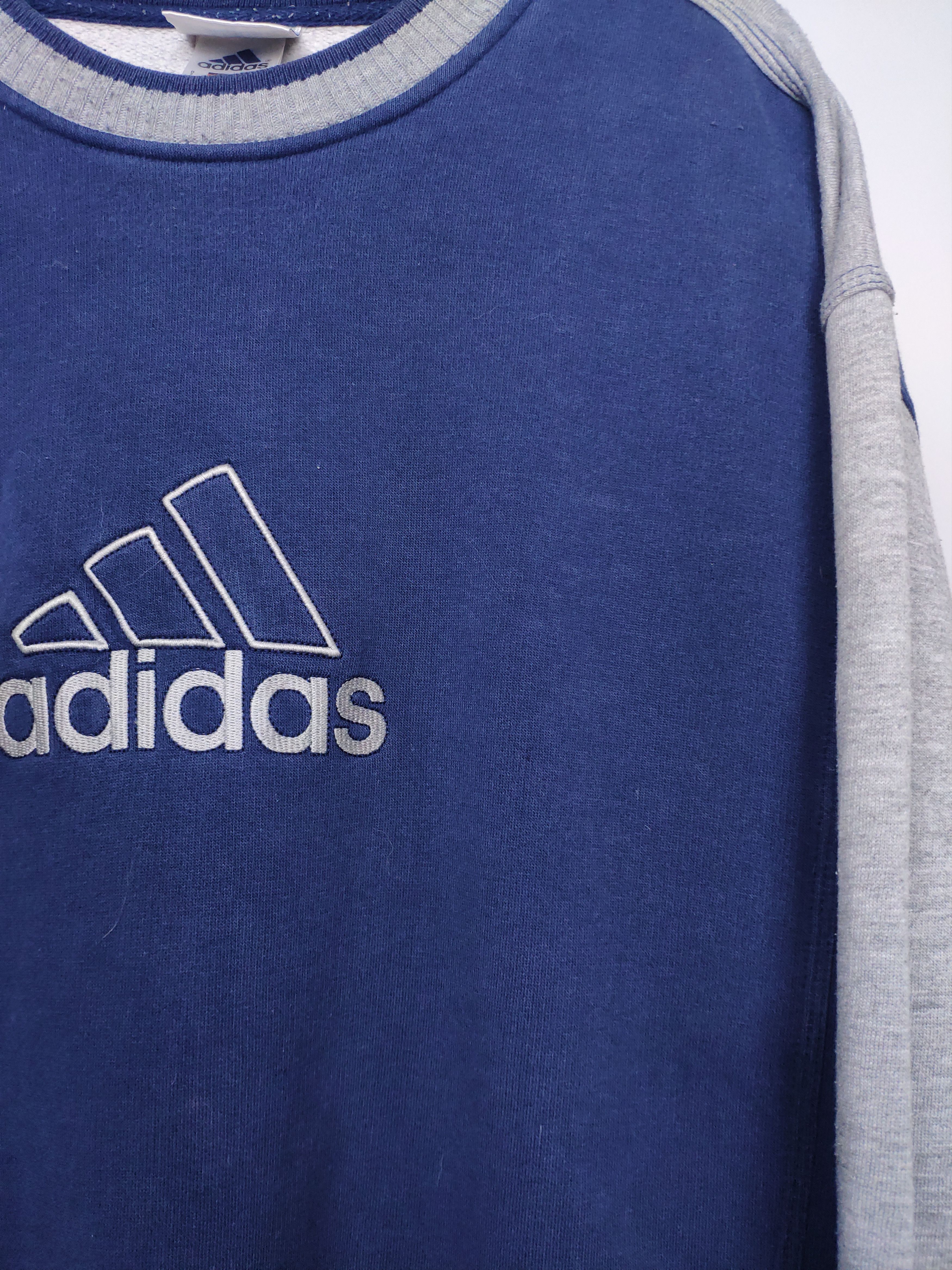 Adidas × Vintage Adidas vintage center logo spellout sweatshirt navy grey Size US XL / EU 56 / 4 - 4 Thumbnail