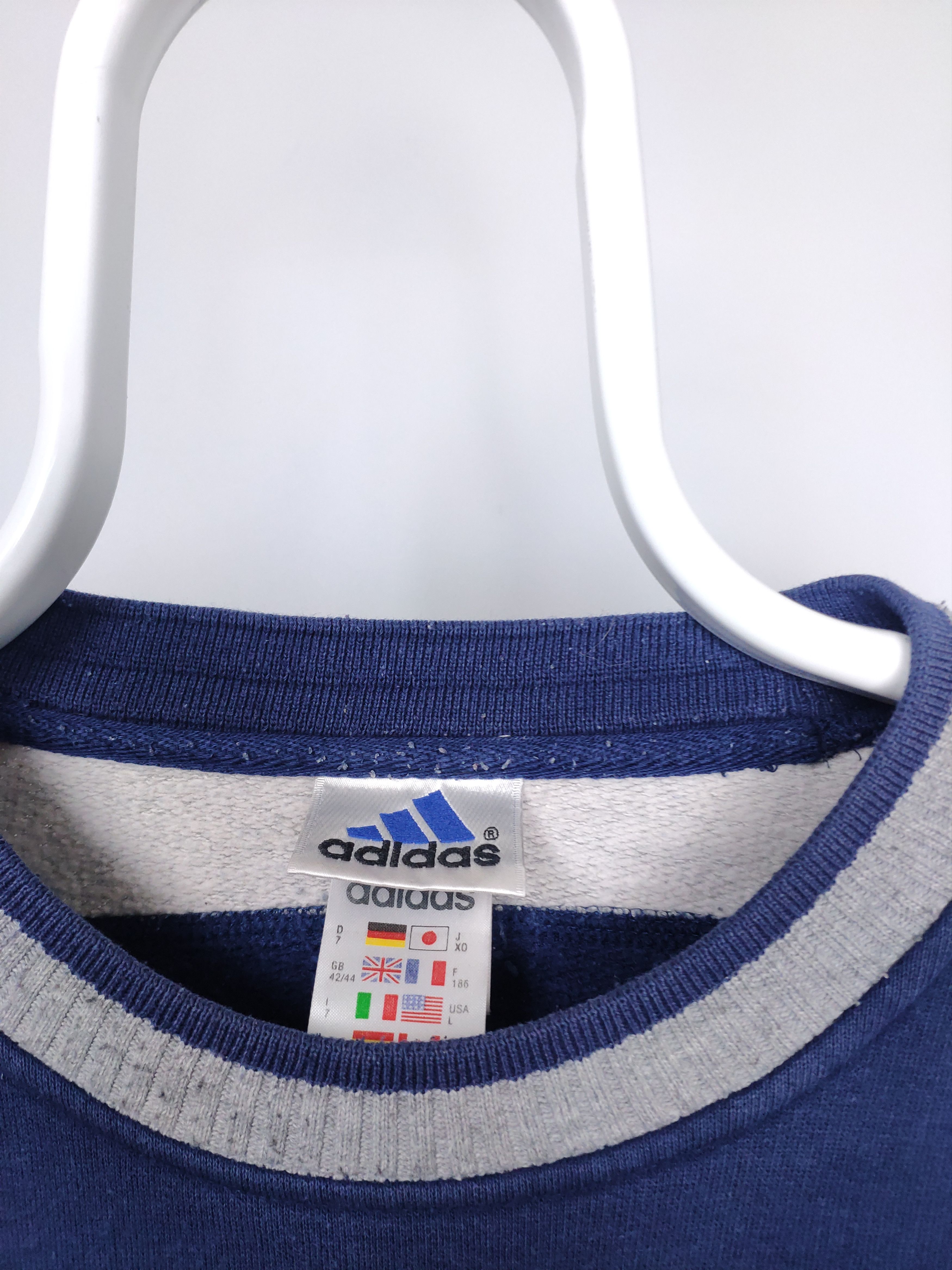 Adidas × Vintage Adidas vintage center logo spellout sweatshirt navy grey Size US XL / EU 56 / 4 - 3 Thumbnail
