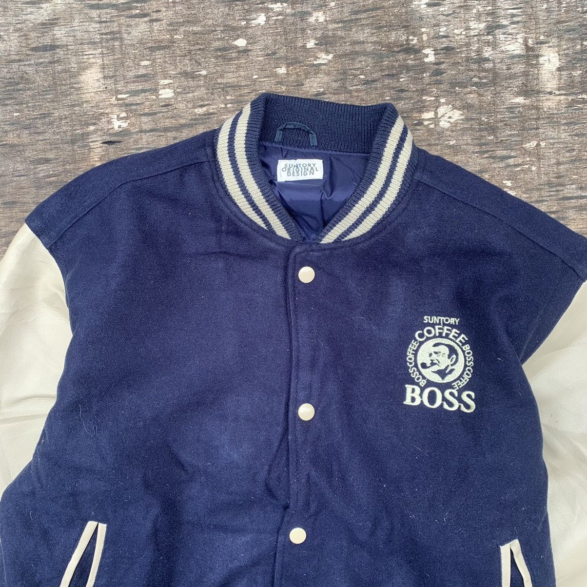 Other 🔥Vintage Suntory design Coffee Boss Leather Varsity Jacket Size US L / EU 52-54 / 3 - 2 Thumbnail