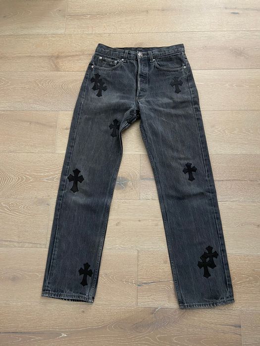Chrome Hearts Chrome Hearts Leather Patch Denim Jeans | Grailed