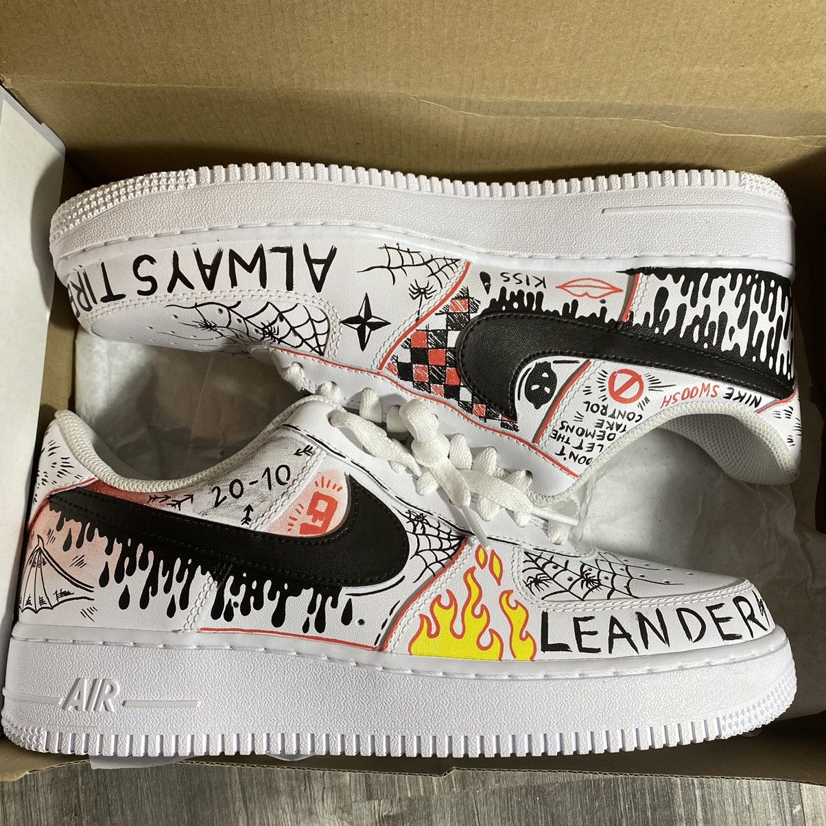 Vlone x Nike Air Force 1 Custom Graffiti Sneakers - Sneakers