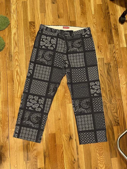 Supreme Supreme Paisley Grid Chino Pant Navy | Grailed