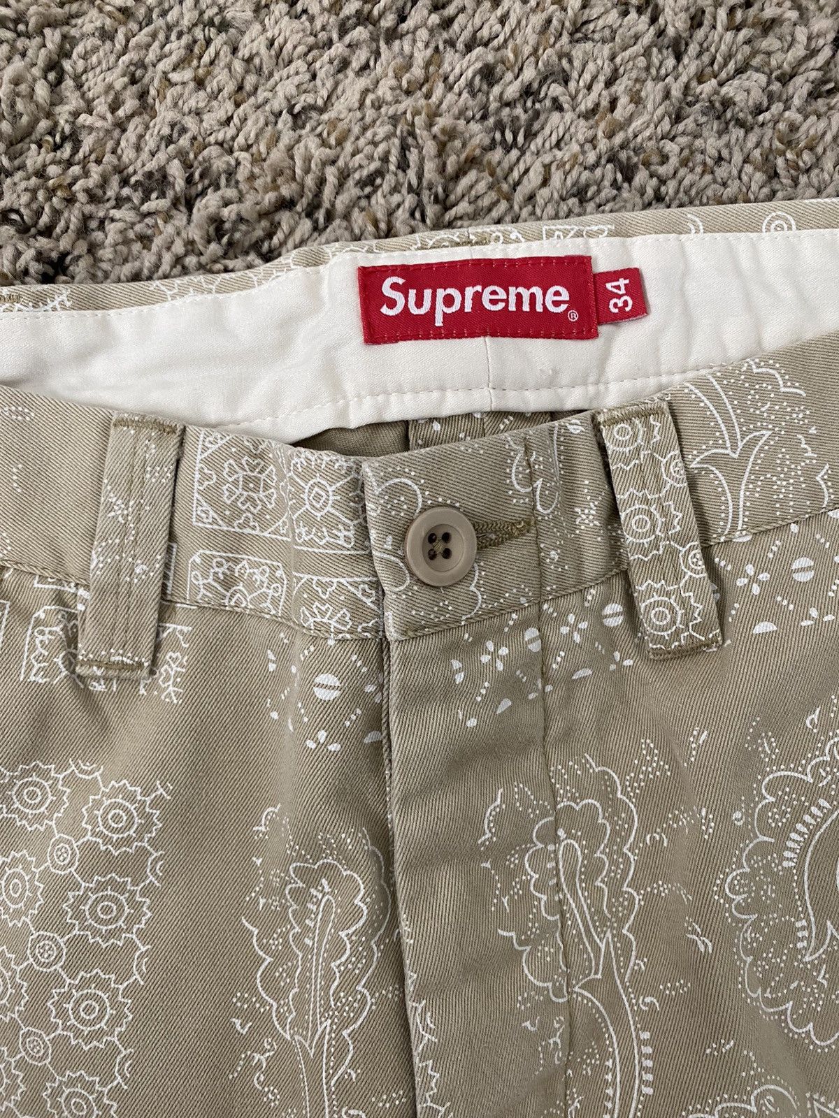 Supreme Supreme Paisley Grid Chino Pant Khaki Size 34 | Grailed