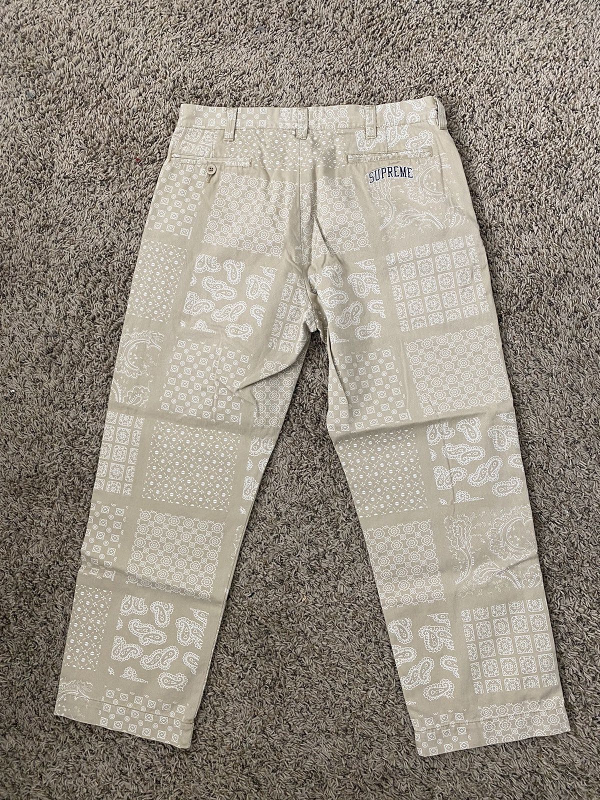 Supreme Supreme Paisley Grid Chino Pant Khaki Size 34 | Grailed