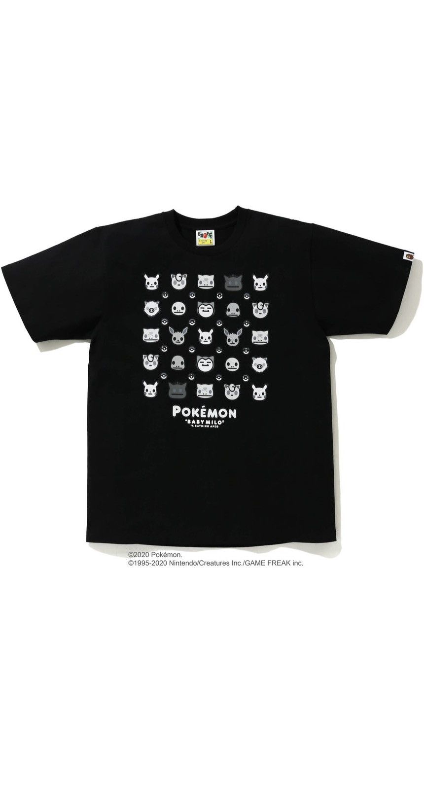 BAPE x Pokemon Monotone Ape Head Tee #1 Black