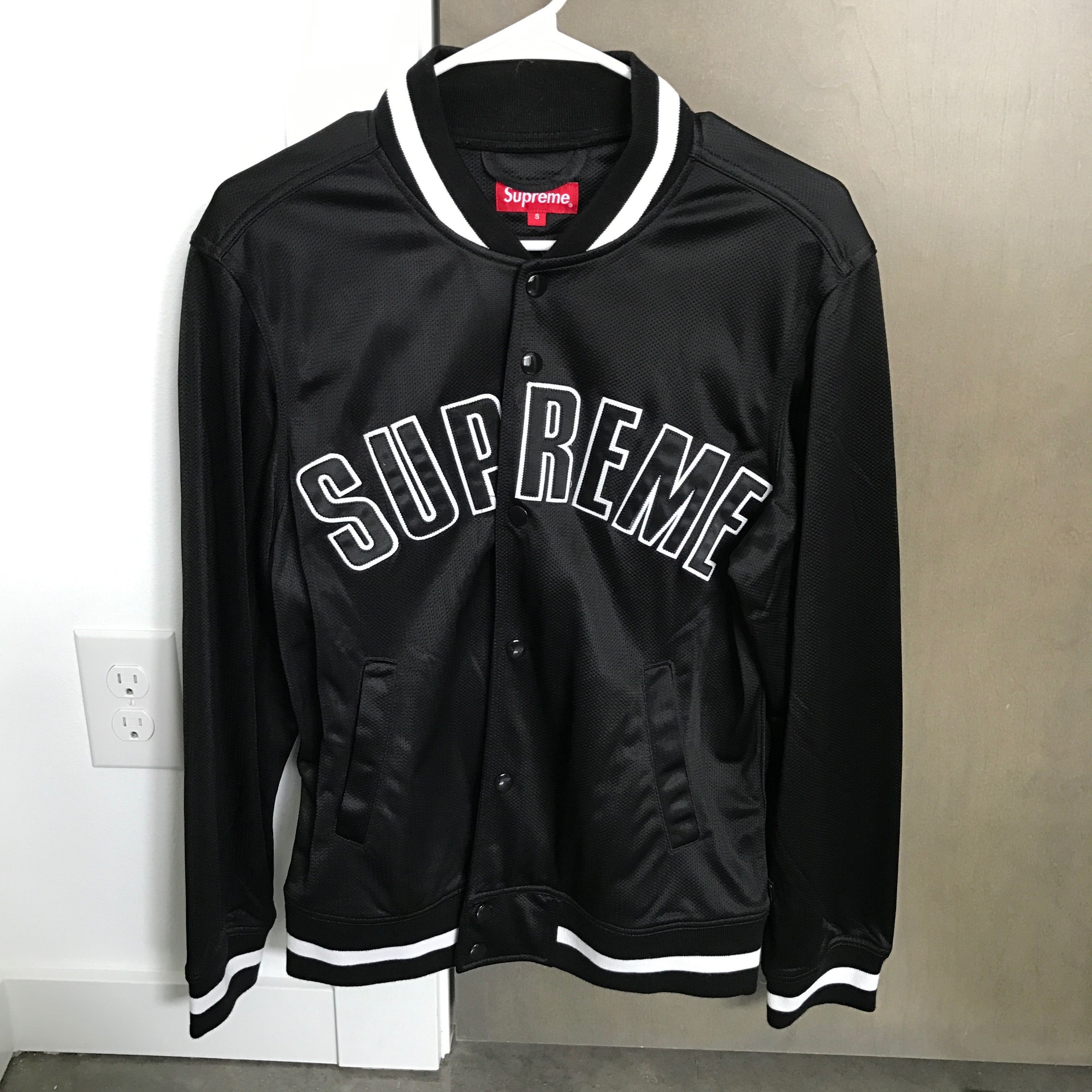 Supreme Mesh Varsity Jacket Black | Grailed