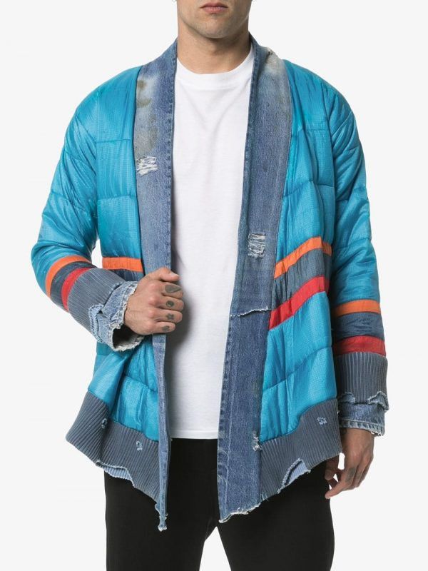 Greg Lauren Greg Lauren Light Blue Denim Puffer Kimono Jacket Size US L / EU 52-54 / 3 - 6 Thumbnail
