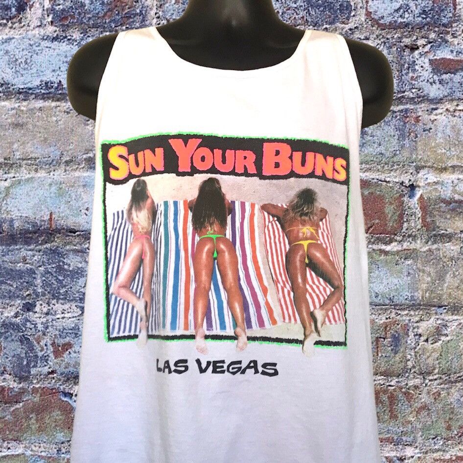 Vintage Vintage 90s Sun Your Buns Las Vegas XXX Comedy Chick T-Shirt |  Grailed