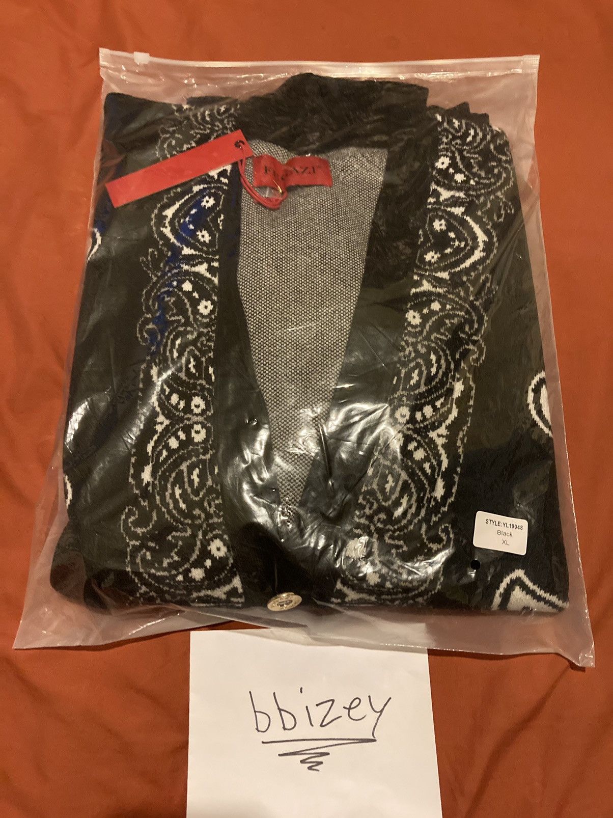 Fugazi FUGAZI Paisley Knit Cardigan Black XL | Grailed