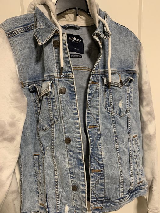 Hollister jean jacket with hoodie hot sale