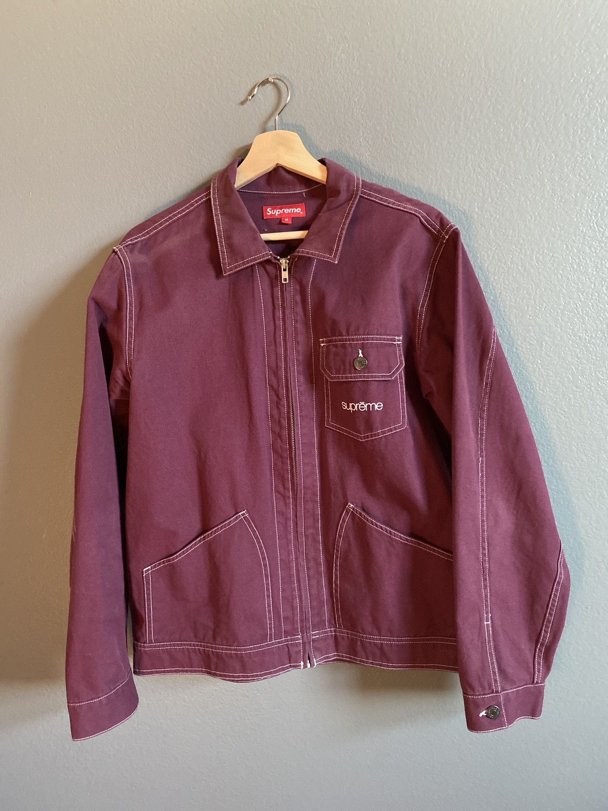 Supreme Supreme Contrast Stitch Work Jacket - Burgundy | Grailed