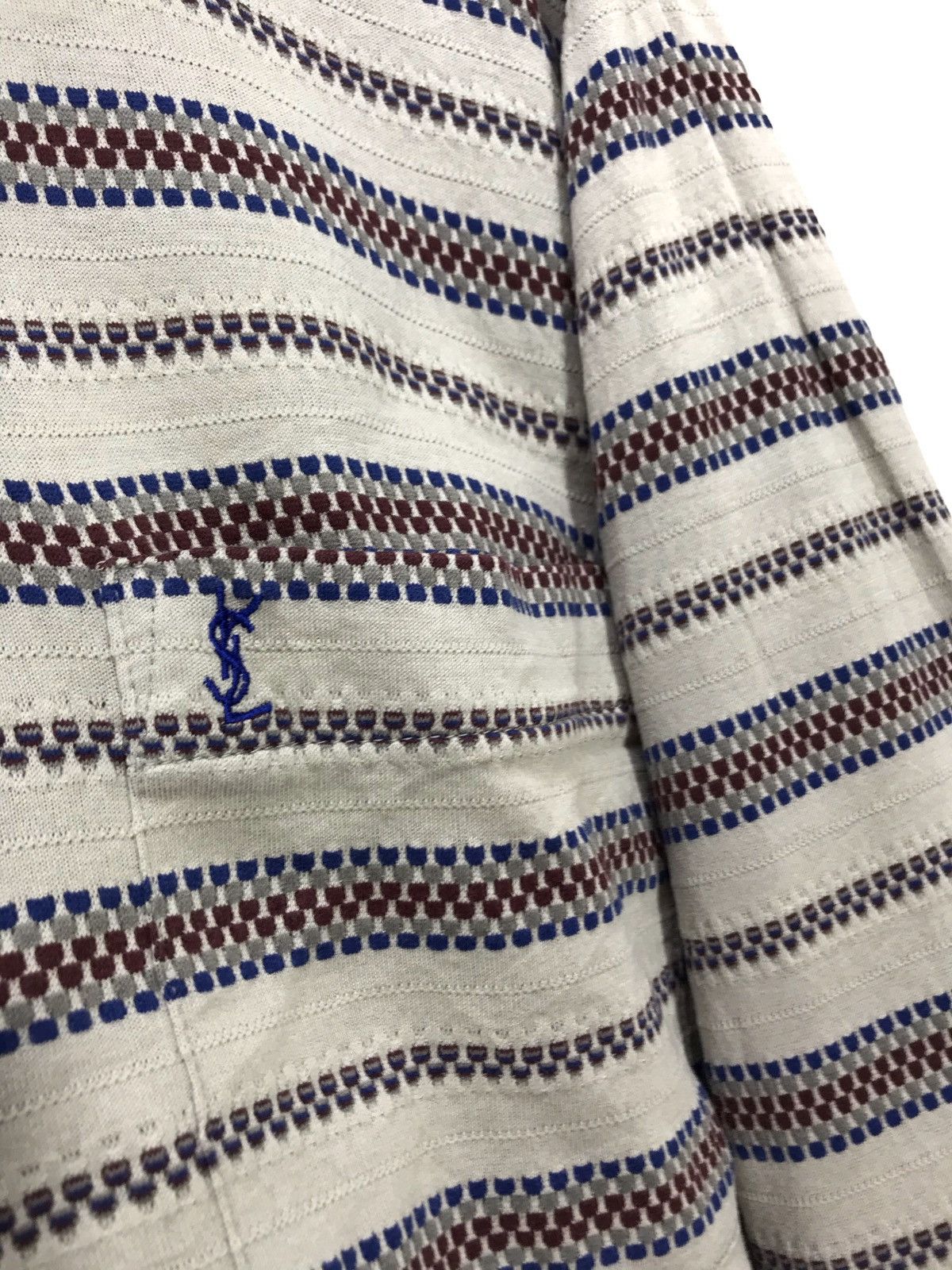 Yves Saint Laurent YSL Vtg 90s Striped Long Sleeve Thin Polo 2🟩7 Size US M / EU 48-50 / 2 - 3 Thumbnail