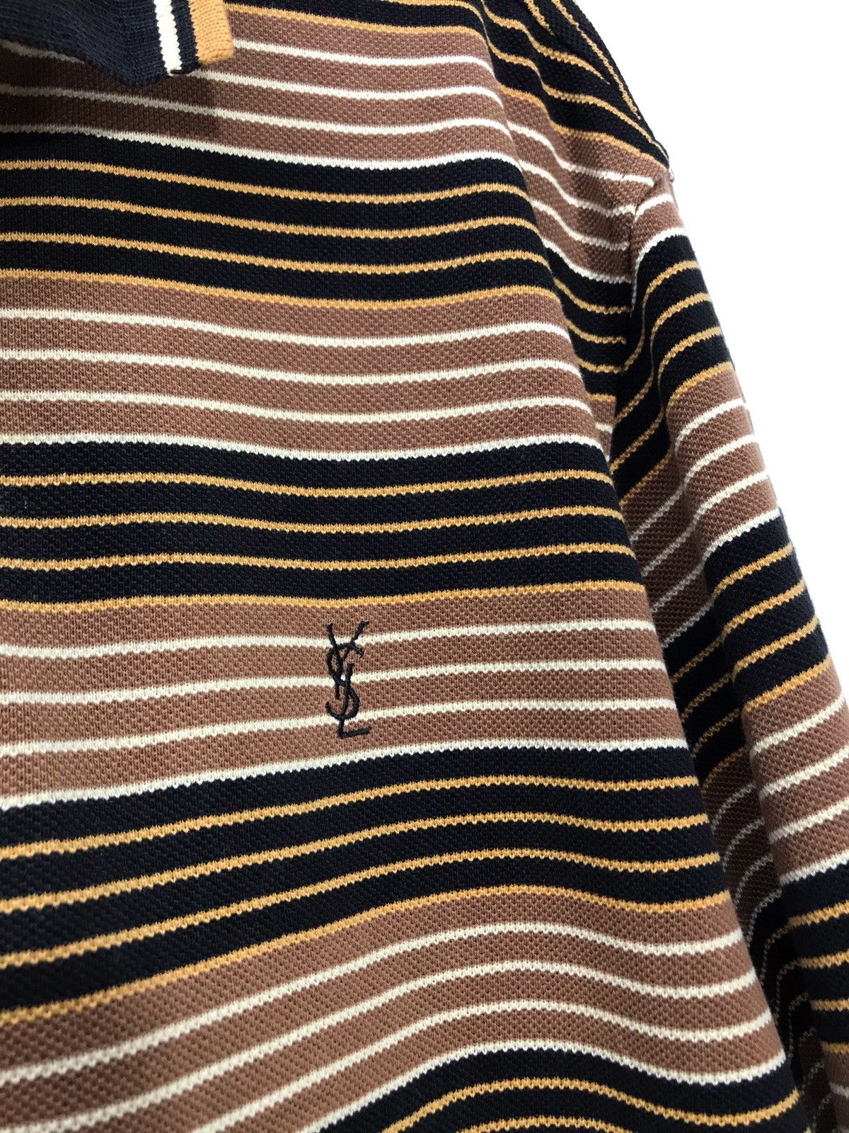Vintage ✨YSL Vtg 90s Striped Long Sleeve Polo 2🟩7 Size US M / EU 48-50 / 2 - 4 Thumbnail